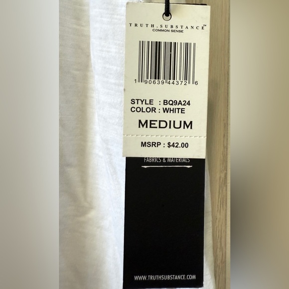 Truth Substance Common Sense Mens White 1/4 Button-Up Short Sleeve Size M NWT - Picture 3 of 5